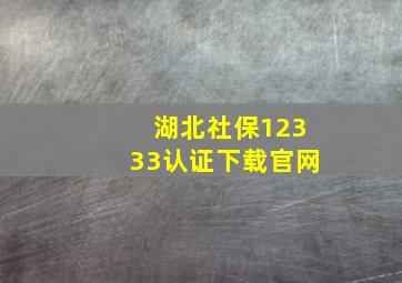 湖北社保12333认证下载官网