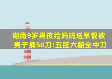 湖南9岁男孩给妈妈送早餐被男子捅50刀:五脏六腑全中刀