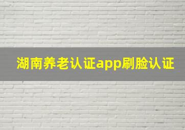 湖南养老认证app刷脸认证