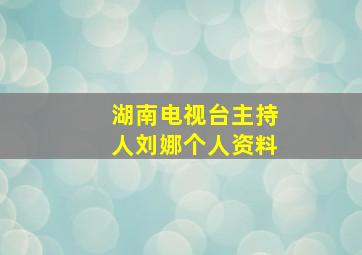 湖南电视台主持人刘娜个人资料