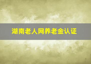 湖南老人网养老金认证