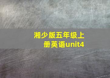 湘少版五年级上册英语unit4