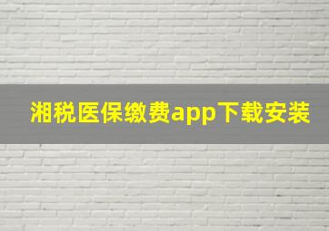 湘税医保缴费app下载安装