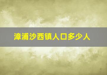 漳浦沙西镇人口多少人