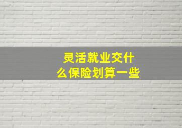 灵活就业交什么保险划算一些