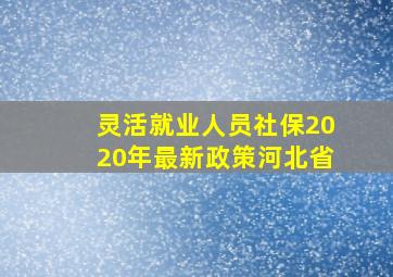 灵活就业人员社保2020年最新政策河北省