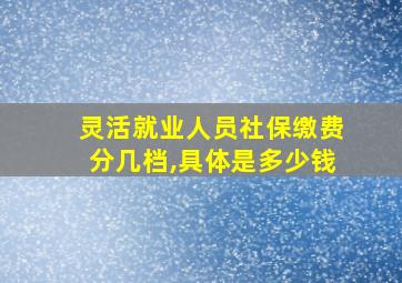 灵活就业人员社保缴费分几档,具体是多少钱