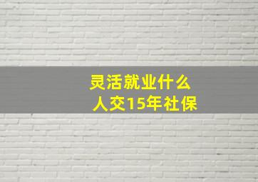 灵活就业什么人交15年社保