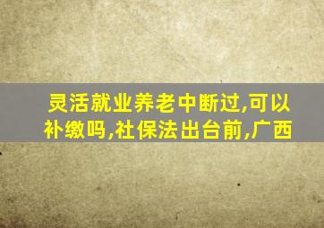 灵活就业养老中断过,可以补缴吗,社保法出台前,广西