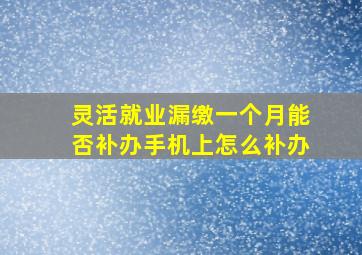 灵活就业漏缴一个月能否补办手机上怎么补办