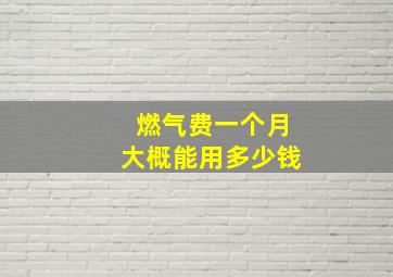 燃气费一个月大概能用多少钱