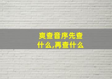 爽查音序先查什么,再查什么