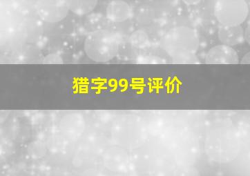 猎字99号评价