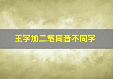 王字加二笔同音不同字