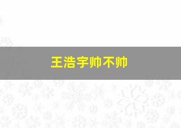 王浩宇帅不帅