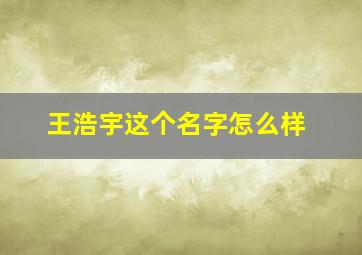 王浩宇这个名字怎么样