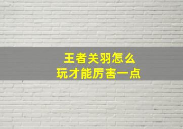 王者关羽怎么玩才能厉害一点