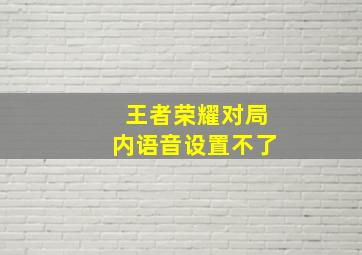 王者荣耀对局内语音设置不了