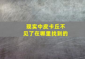 现实中皮卡丘不见了在哪里找到的