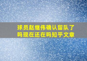 球员赵继伟确认留队了吗现在还在吗知乎文章