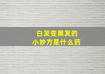 白发变黑发的小妙方是什么药