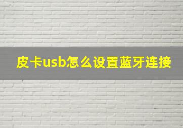 皮卡usb怎么设置蓝牙连接