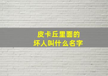 皮卡丘里面的坏人叫什么名字