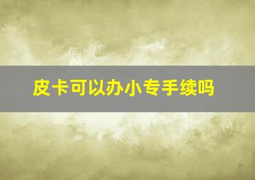 皮卡可以办小专手续吗