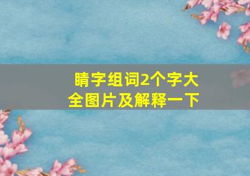 睛字组词2个字大全图片及解释一下