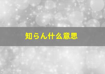 知らん什么意思