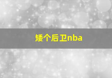 矮个后卫nba