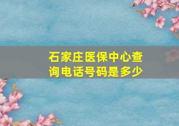 石家庄医保中心查询电话号码是多少