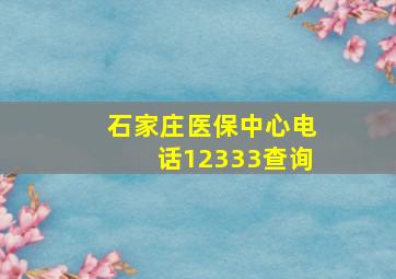 石家庄医保中心电话12333查询