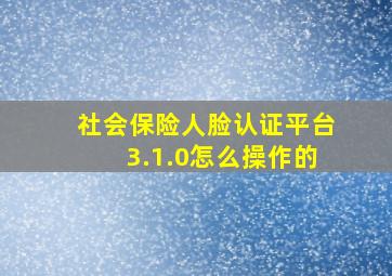 社会保险人脸认证平台3.1.0怎么操作的