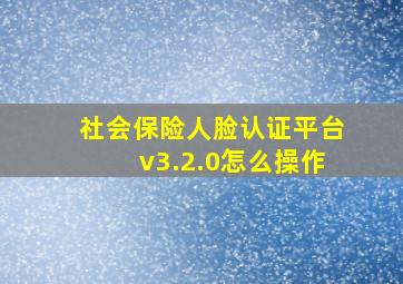 社会保险人脸认证平台v3.2.0怎么操作