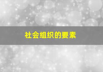 社会组织的要素