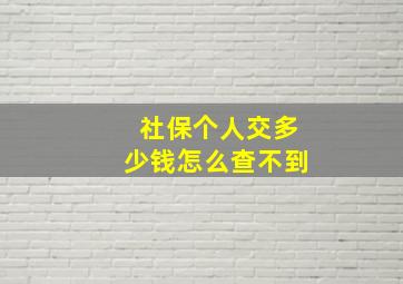 社保个人交多少钱怎么查不到