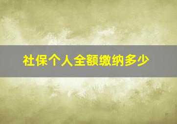 社保个人全额缴纳多少