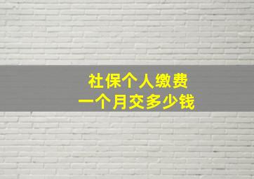 社保个人缴费一个月交多少钱