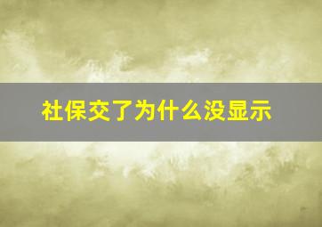 社保交了为什么没显示