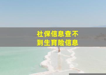 社保信息查不到生育险信息