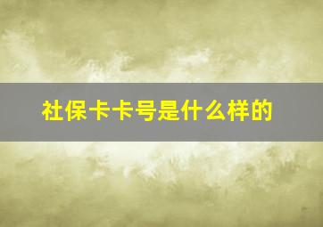 社保卡卡号是什么样的