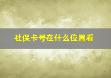 社保卡号在什么位置看