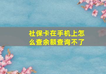 社保卡在手机上怎么查余额查询不了