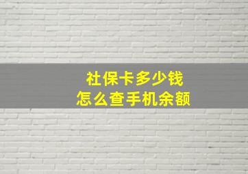 社保卡多少钱怎么查手机余额