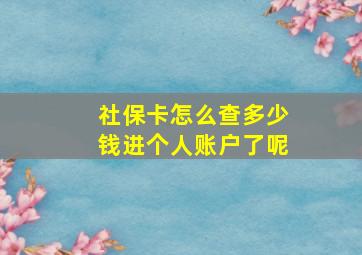 社保卡怎么查多少钱进个人账户了呢