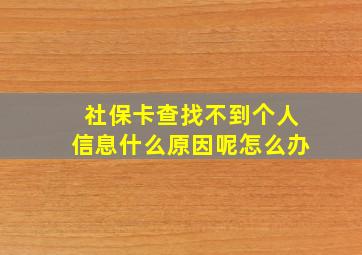 社保卡查找不到个人信息什么原因呢怎么办