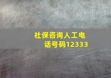 社保咨询人工电话号码12333