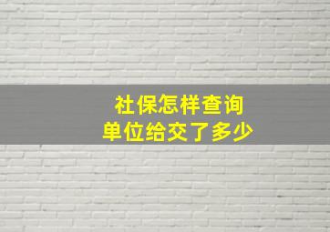 社保怎样查询单位给交了多少