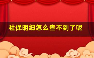 社保明细怎么查不到了呢